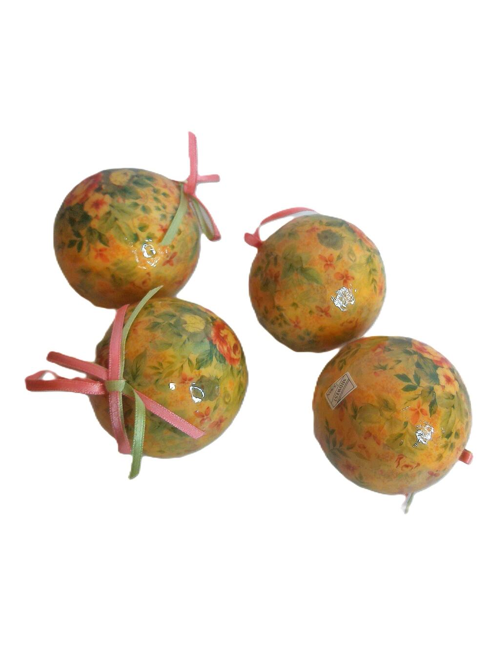 Vintage Victorian Roses Floral Christmas Decoupage Ornaments Set of 4